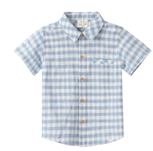 Blue Check Button Up