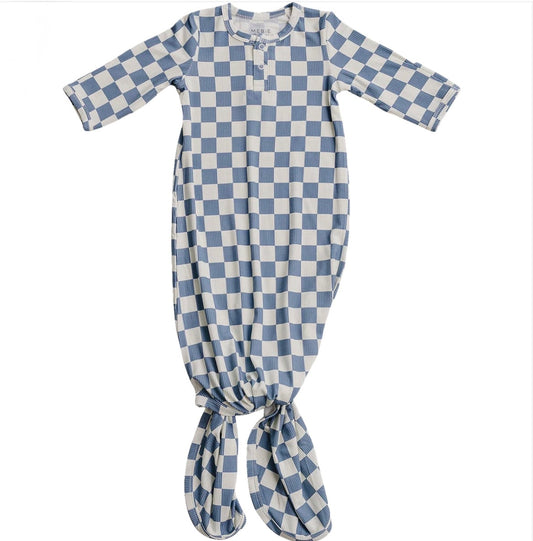 Blue Checkered Bamboo Gown