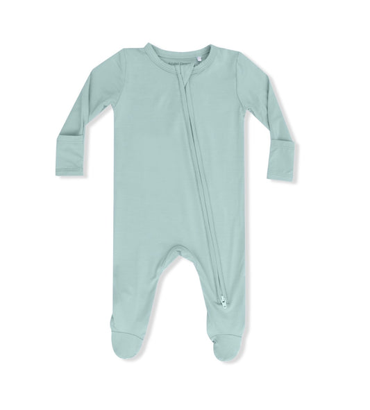 Solid Misty Blue - 2 Way Zipper Footie