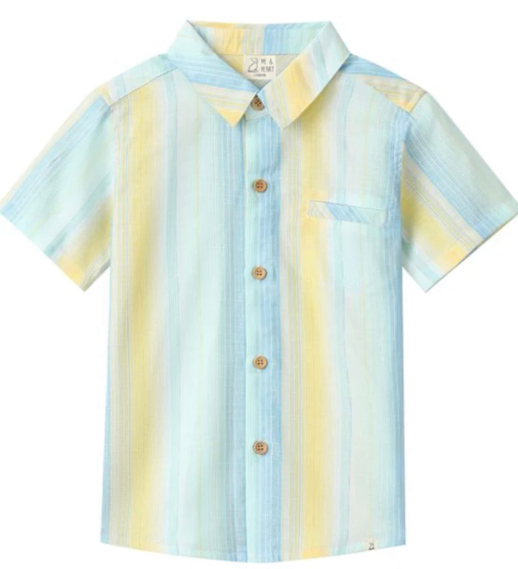 Blue and Yellow Button Up