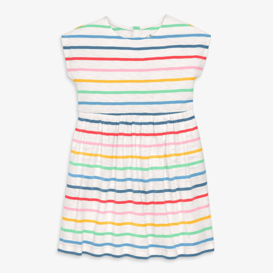 Kids backyard dress in rainbow stripe