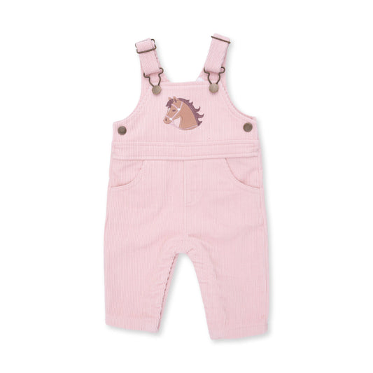 Veiled Pink Corduroy - Uni Old School Overall with Horse Applique