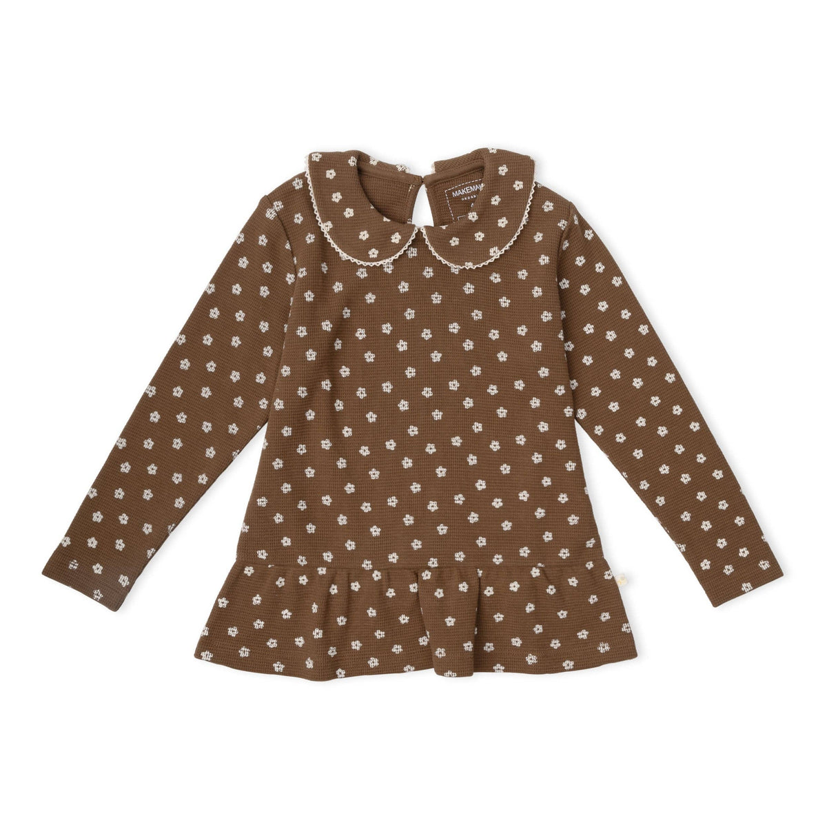Organic Collar Peplum Top - Chestnut Bloom