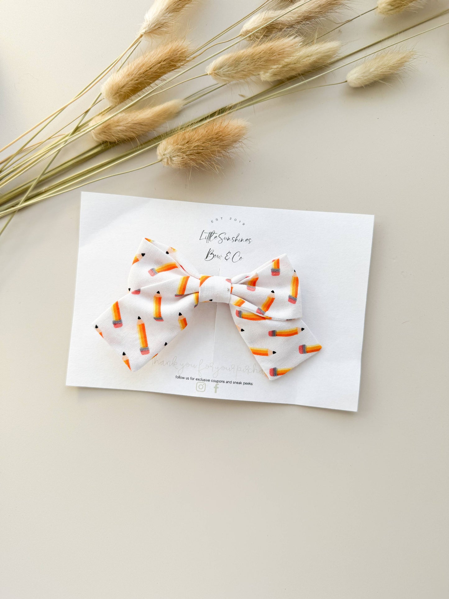 Pencil- Back To School Pinwheel Hair Bow