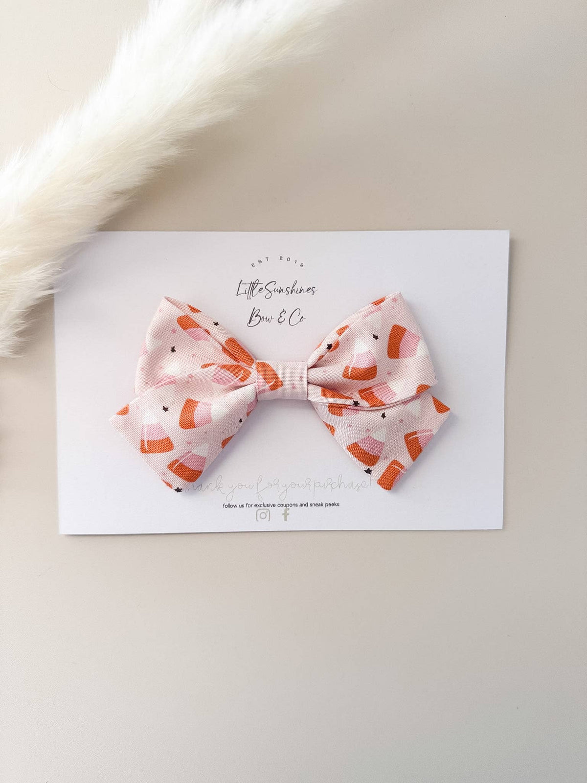 Orange & Pink Candy Corns Halloween Pinwheel Hair Bow