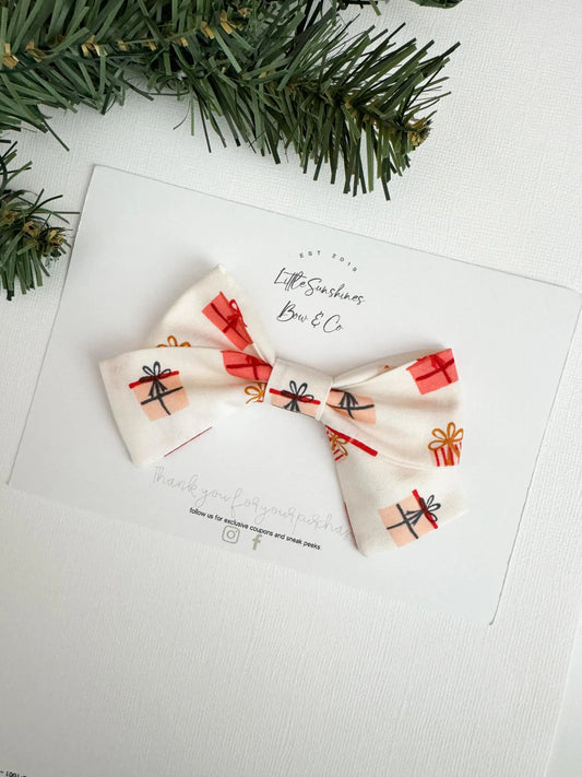 Gold & Pink Christmas Presents Christmas Pinwheel Hair Bow