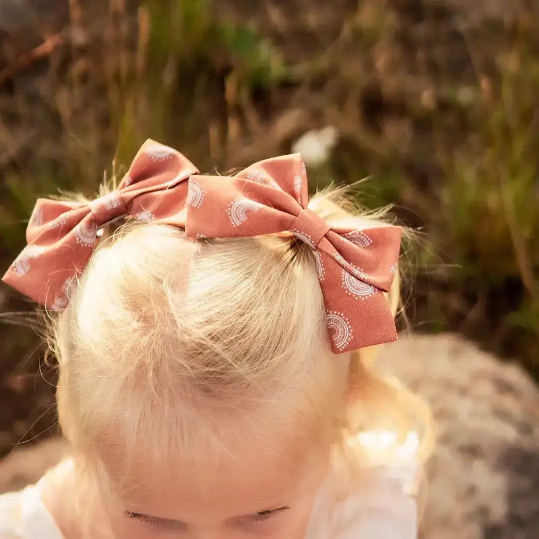 Cream Holly Christmas Pinwheel Hair Bow