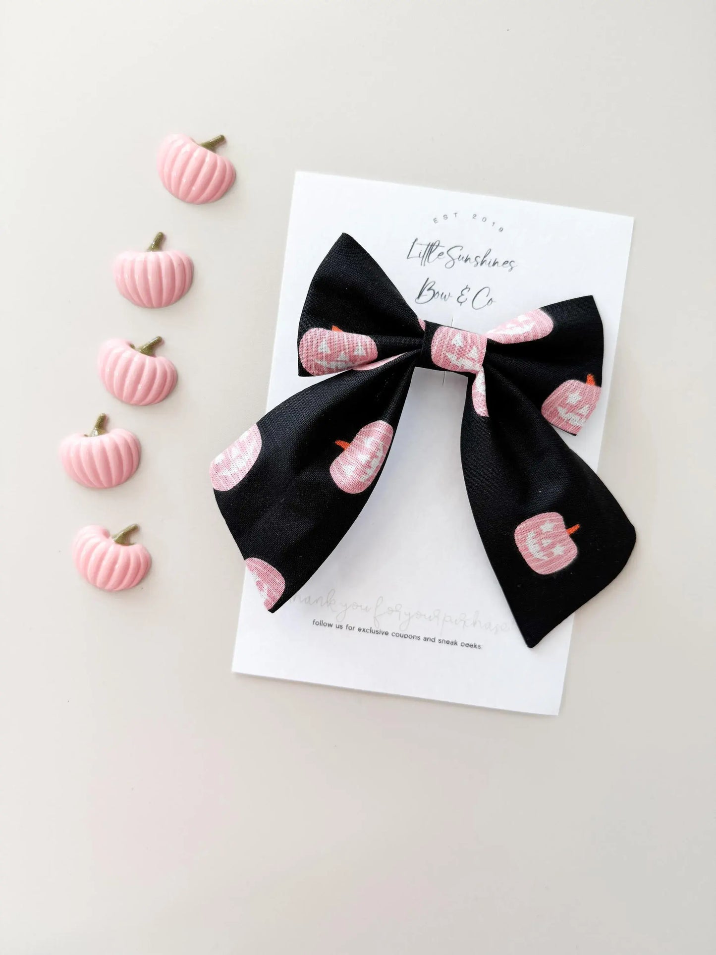 Pink & Black Pumpkins Halloween Sailor Bow