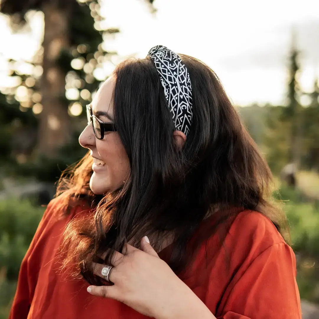 White & Red Plaid Christmas Top Knot Headband
