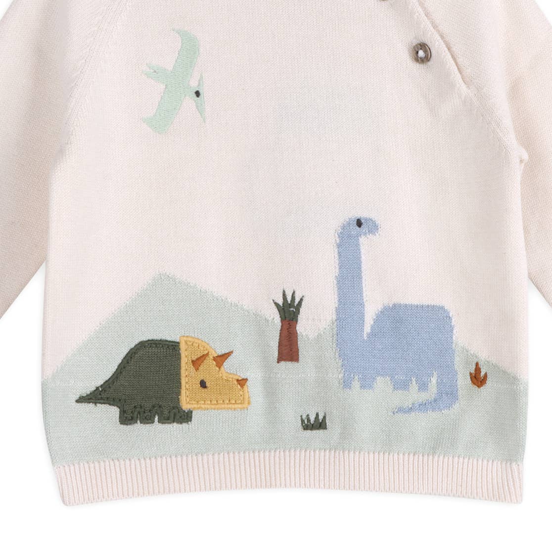 Dino Jacquard Baby Knit Pullover (Organic Cotton)